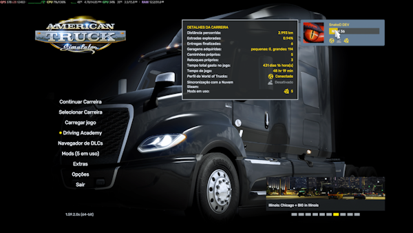 ATS main menu with profile access path highlighted