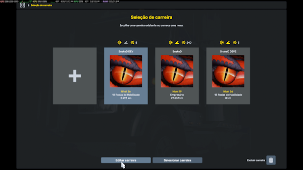 Profile selection screen with Edit Profile button