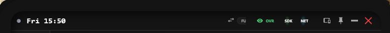 SimDuty app title bar with the eye and OVR indicator shown in green