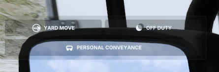 Overlay Deck displaying Yard Move, Off Duty, and Personal Conveyance options