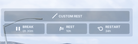 Custom Rest selection with Break, Rest, and Restart choices