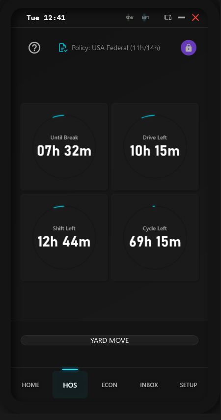 HOS Dashboard Mobile