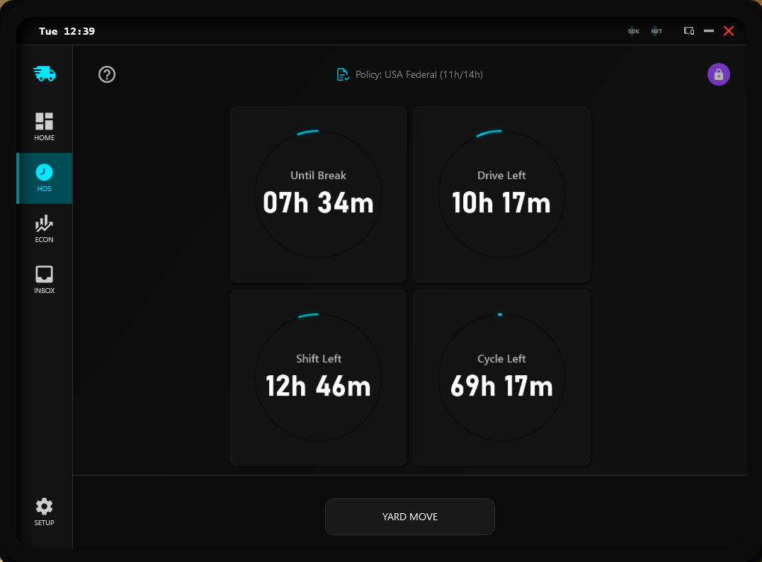 HOS Dashboard Tablet